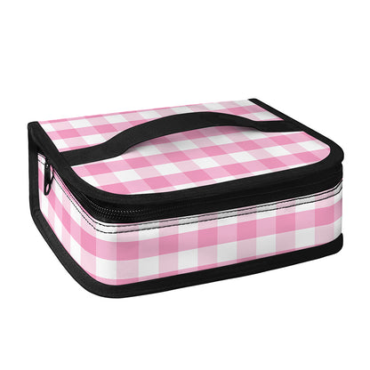 Pink And White Gingham Pattern Print Small Lunch Bag