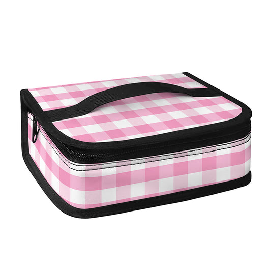 Pink And White Gingham Pattern Print Small Lunch Bag