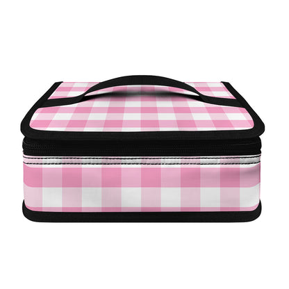 Pink And White Gingham Pattern Print Small Lunch Bag