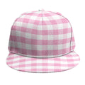 Pink And White Gingham Pattern Print Snapback Cap