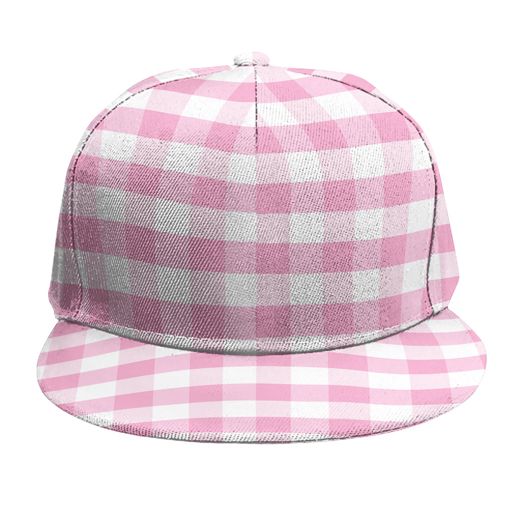 Pink And White Gingham Pattern Print Snapback Cap