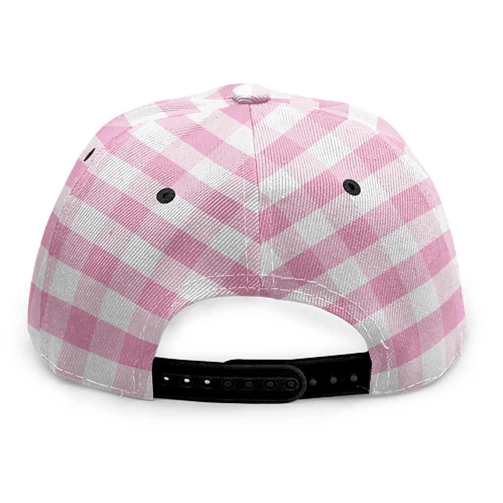Pink And White Gingham Pattern Print Snapback Cap
