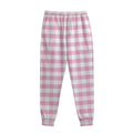 Pink And White Gingham Pattern Print Sweatpants