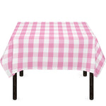 Pink And White Gingham Pattern Print Tablecloth