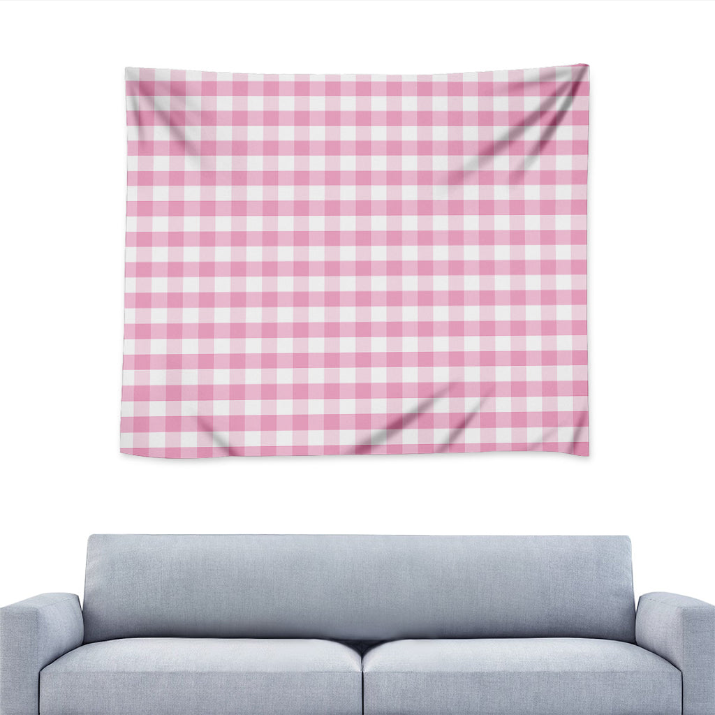 Pink And White Gingham Pattern Print Tapestry