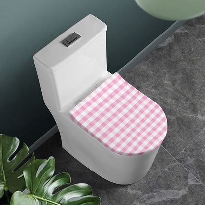 Pink And White Gingham Pattern Print Toilet Lid Cover
