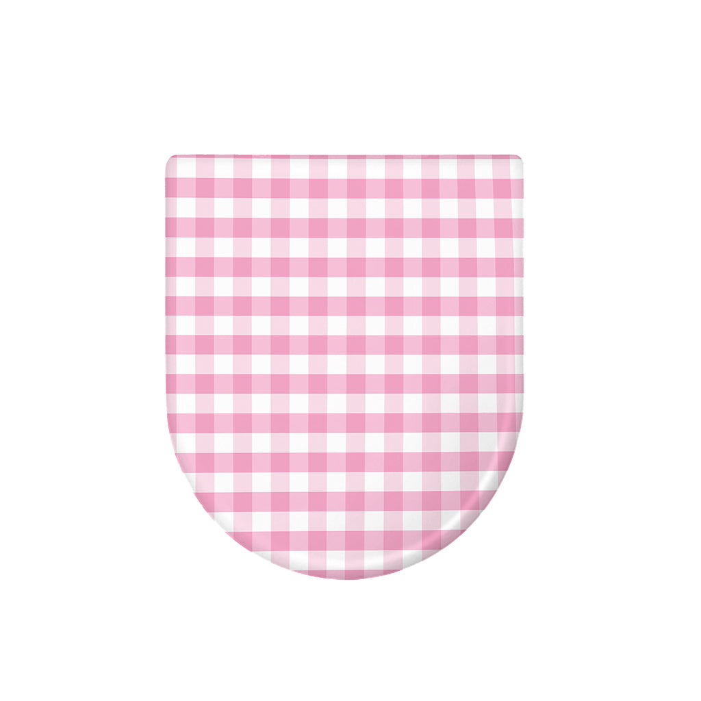 Pink And White Gingham Pattern Print Toilet Lid Cover