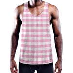 Pink And White Gingham Pattern Print Training Tank Top