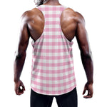 Pink And White Gingham Pattern Print Training Tank Top