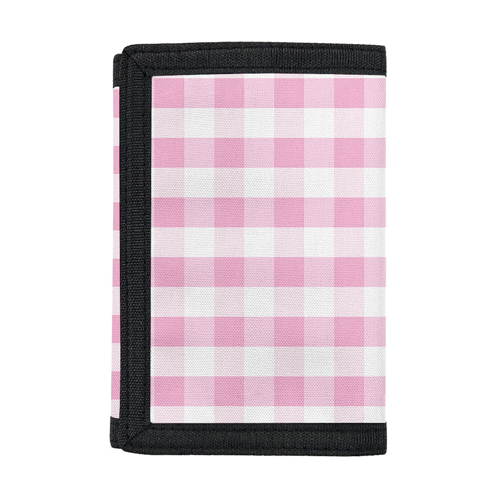 Pink And White Gingham Pattern Print Trifold Wallet