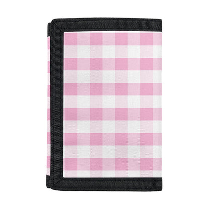 Pink And White Gingham Pattern Print Trifold Wallet