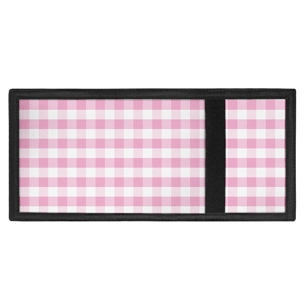 Pink And White Gingham Pattern Print Trifold Wallet
