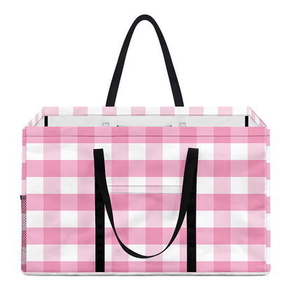 Pink And White Gingham Pattern Print Utility Tote Bag