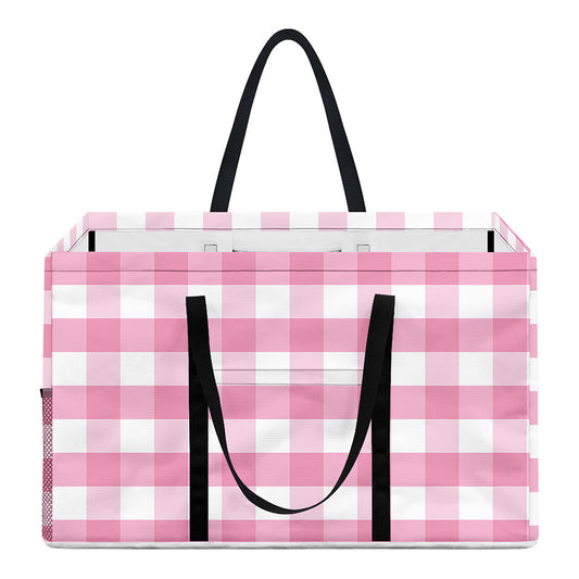Pink And White Gingham Pattern Print Utility Tote Bag