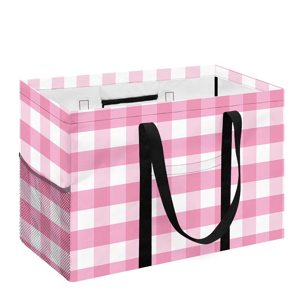 Pink And White Gingham Pattern Print Utility Tote Bag