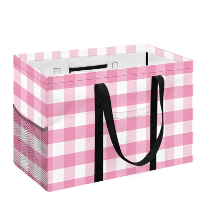 Pink And White Gingham Pattern Print Utility Tote Bag