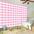 Pink And White Gingham Pattern Print Wall Sticker