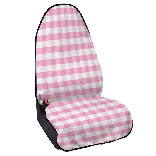 Pink And White Gingham Pattern Print Waterproof Car Seat Cover