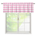 Pink And White Gingham Pattern Print Window Valance