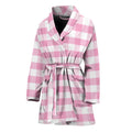 Pink And White Gingham Pattern Print Women's Bathrobe