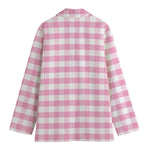 Pink And White Gingham Pattern Print Women's Blazer