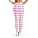 Pink And White Gingham Pattern Print Women's Leggings