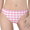 Pink And White Gingham Pattern Print Women's Thong