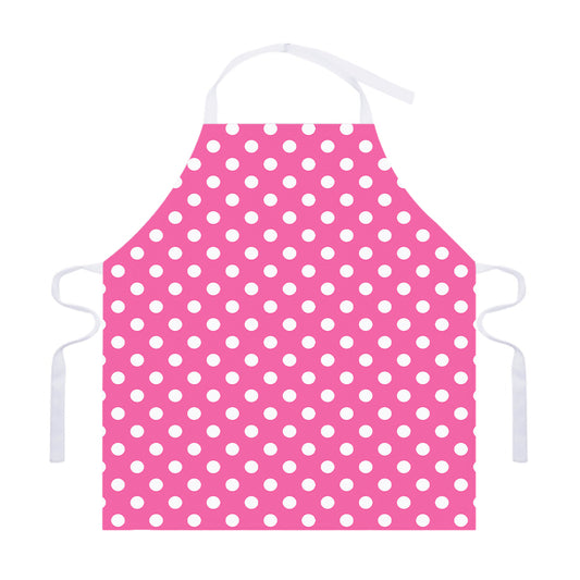 Pink And White Polka Dot Pattern Print Adjustable Apron
