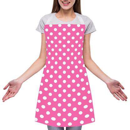Pink And White Polka Dot Pattern Print Adjustable Apron