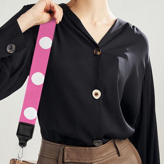 Pink And White Polka Dot Pattern Print Bag Strap