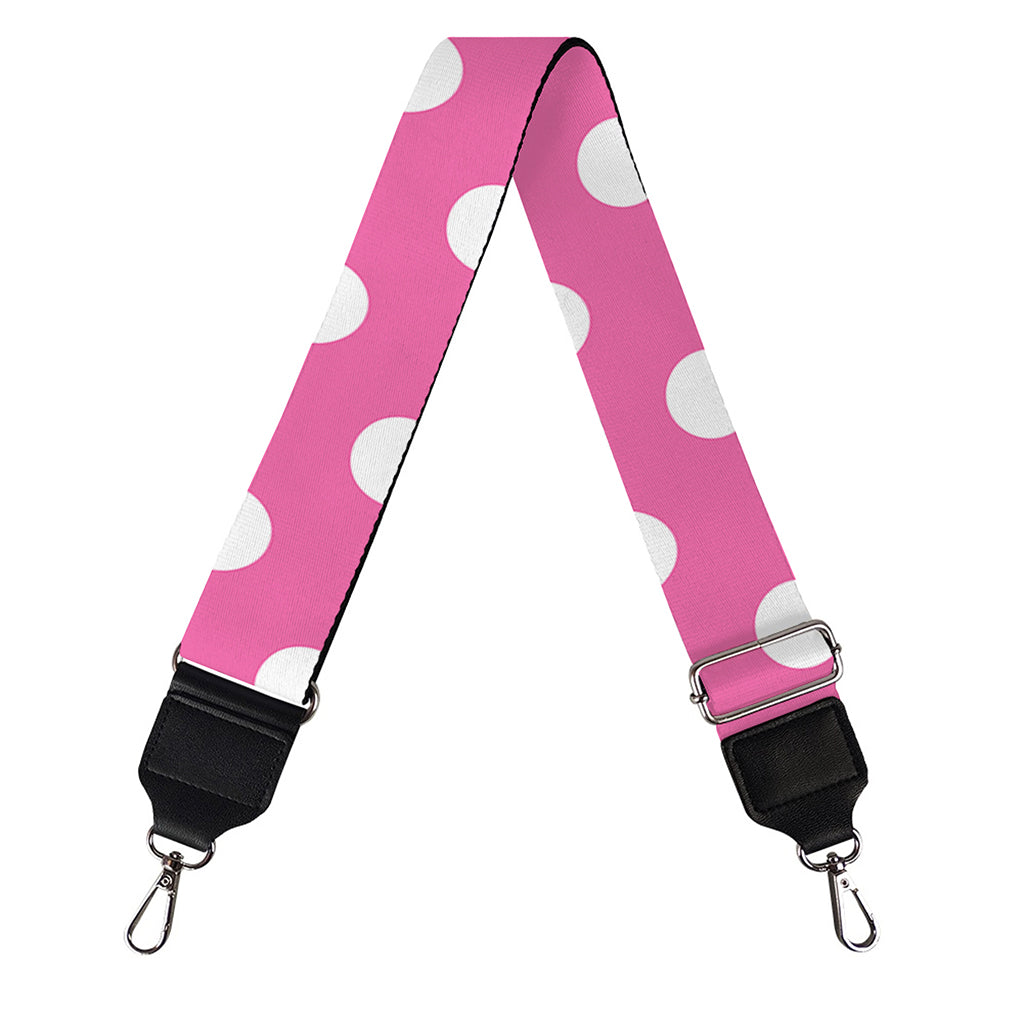 Pink And White Polka Dot Pattern Print Bag Strap
