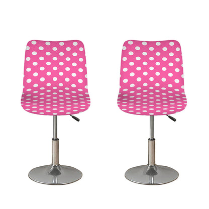 Pink And White Polka Dot Pattern Print Bar Stool Covers