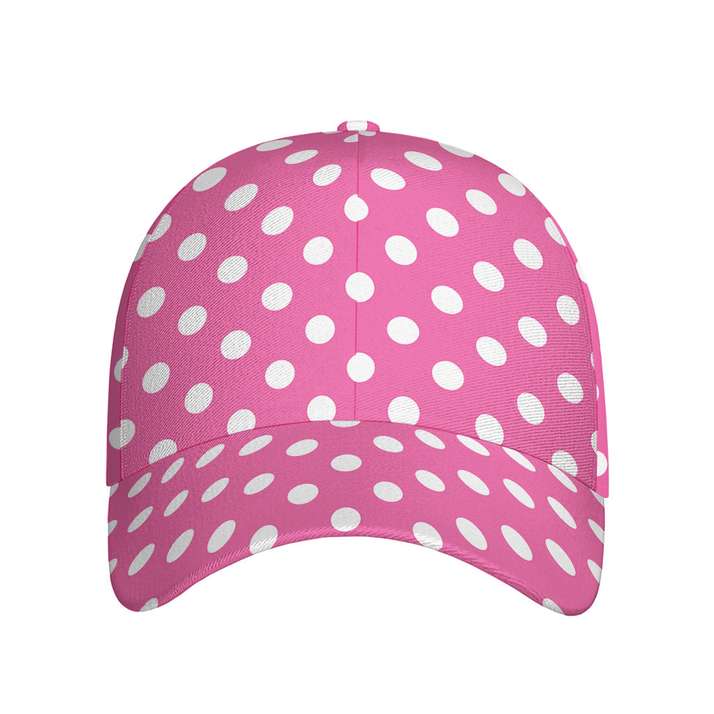 Pink And White Polka Dot Pattern Print Baseball Cap
