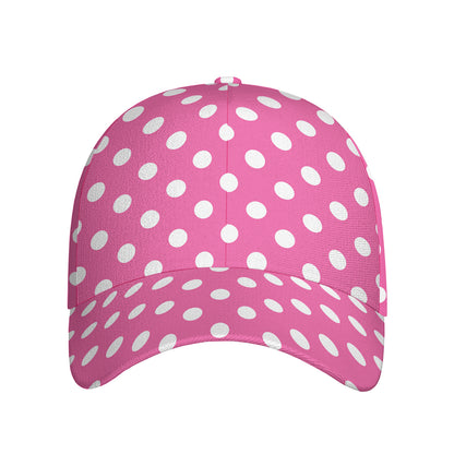 Pink And White Polka Dot Pattern Print Baseball Cap