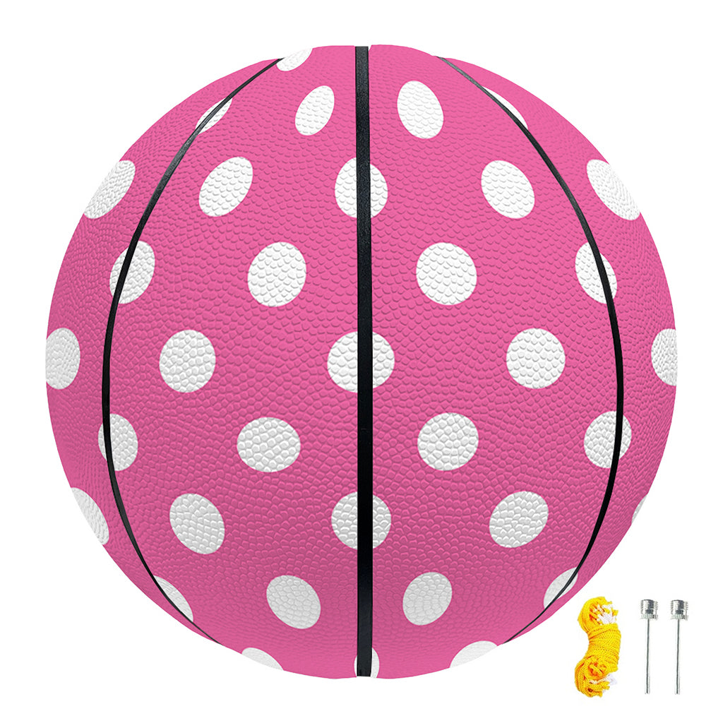 Pink And White Polka Dot Pattern Print Basketball