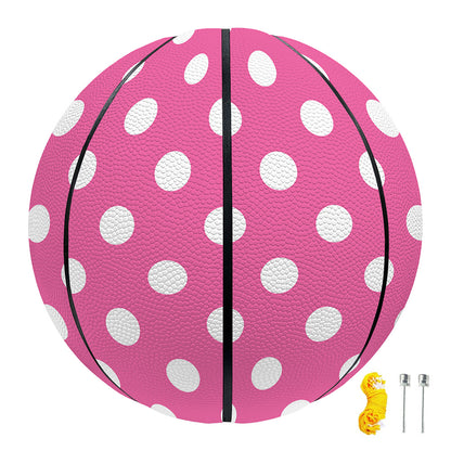 Pink And White Polka Dot Pattern Print Basketball