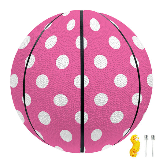 Pink And White Polka Dot Pattern Print Basketball