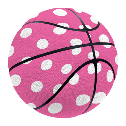 Pink And White Polka Dot Pattern Print Basketball