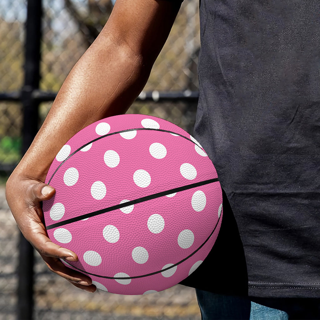 Pink And White Polka Dot Pattern Print Basketball