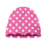 Pink And White Polka Dot Pattern Print Beanie