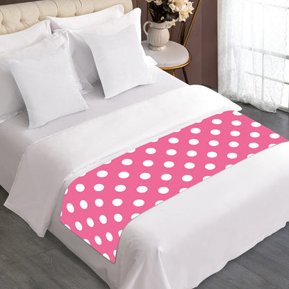 Pink And White Polka Dot Pattern Print Bed Runner