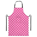 Pink And White Polka Dot Pattern Print Bib Apron With Pocket