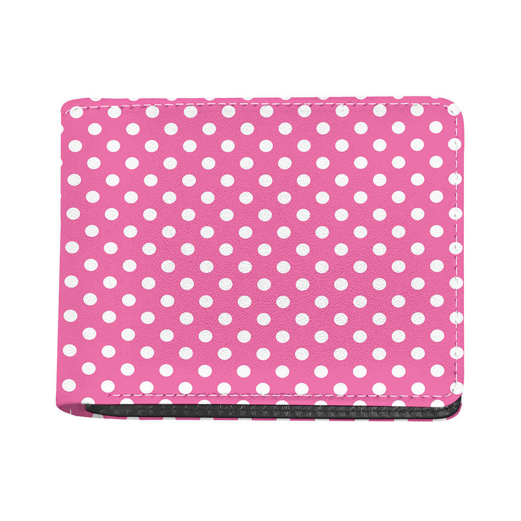Pink And White Polka Dot Pattern Print Bifold Wallet