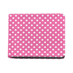 Pink And White Polka Dot Pattern Print Bifold Wallet