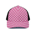 Pink And White Polka Dot Pattern Print Black Mesh Trucker Hat