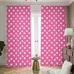 Pink And White Polka Dot Pattern Print Blackout Pencil Pleat Curtains