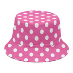 Pink And White Polka Dot Pattern Print Bucket Hat
