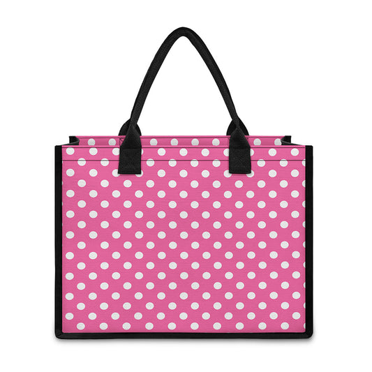Pink And White Polka Dot Pattern Print Canvas Tote Bag