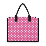 Pink And White Polka Dot Pattern Print Canvas Tote Bag
