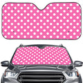 Pink And White Polka Dot Pattern Print Car Windshield Sun Shade